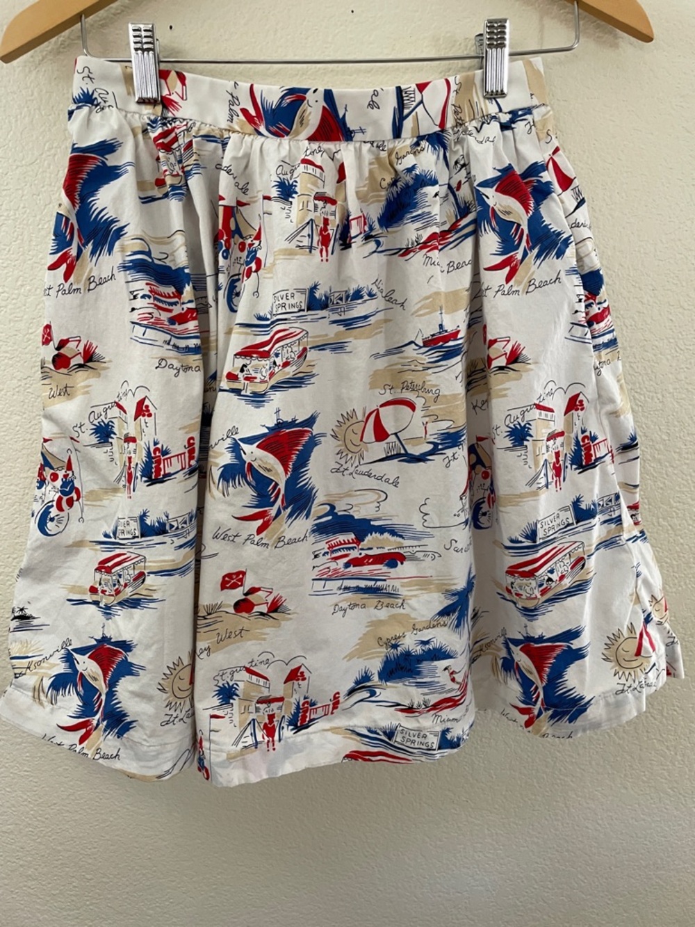 Brooks Brothers Cream Florida Beaches Skirt zipper pockets coastal resort 2